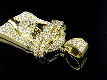 Yellow Gold Jesus Crown Lab Grown Diamond Pendant