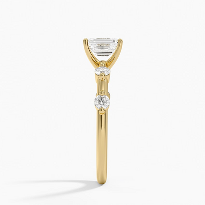 3/4 CT  Emerald Cut Lab Grown Diamond 18K Gold Ring