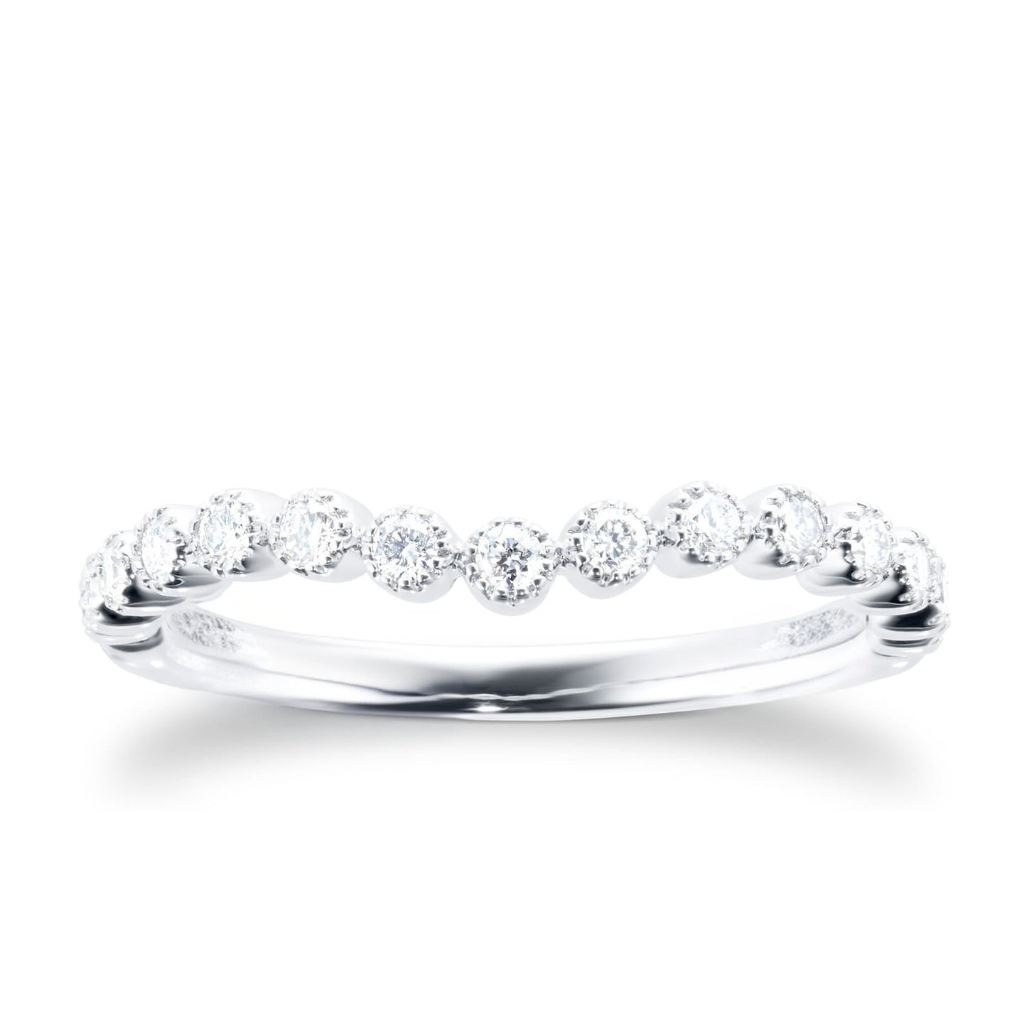 White Gold Lab Grown Diamond Bead Edge Wedding Band