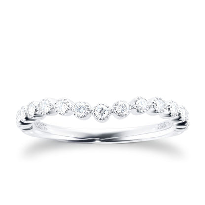 White Gold Lab Grown Diamond Bead Edge Wedding Band