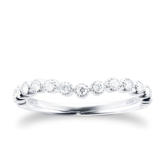 White Gold Lab Grown Diamond Bead Edge Wedding Band