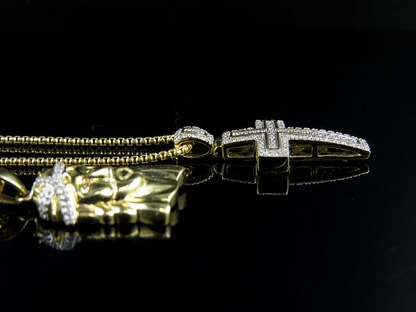 Lab Grown Diamond Jesus Cross Chain Gold Pendant