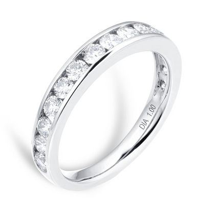 Channel Setting White Gold Lab Diamond Wedding Band
