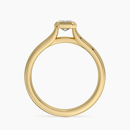 1/2 CT Emerald Bezel Set Lab Grown Diamond Gold Ring