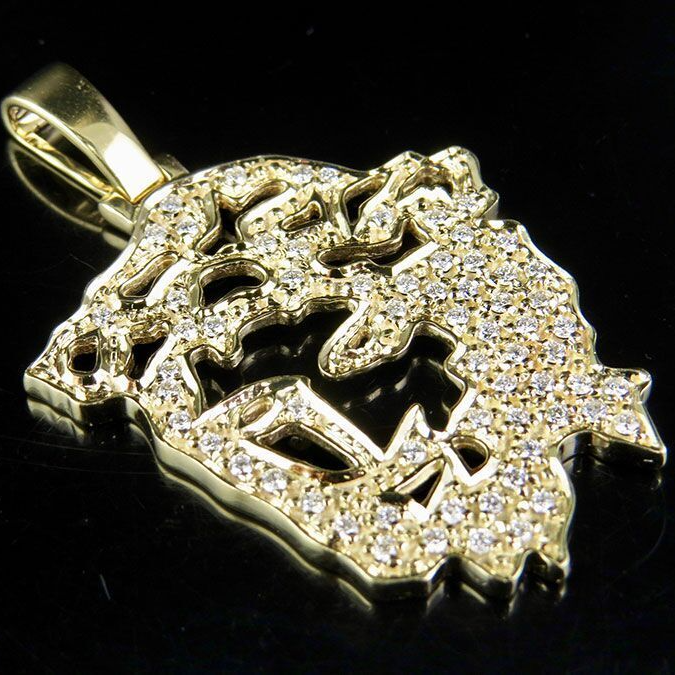 0.70 CTW Gold Jesus Cutout Lab Grown Diamond Pendant
