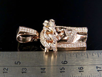 Rose Gold Lab Grown Diamond Cuban Link Crown Jesus Pendant
