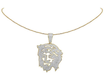 Lab Grown Diamond Yellow Gold Cutout Jesus Pendant