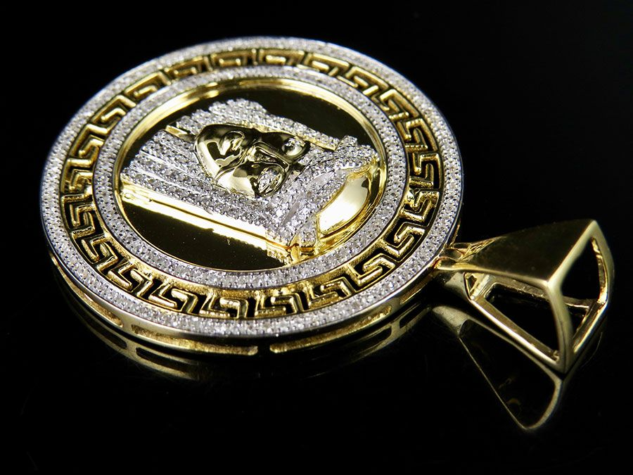 Medallion Bismark Jesus Gold Lab Grown Diamond Pendant