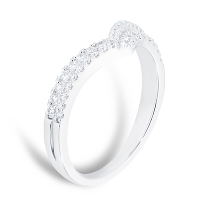 Two Row Lab Grown Diamond Gold Wedding Band For Daily Wear