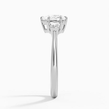 1/2 CT 3 Stone Lab Grown Diamond Pear Cut Engagement Ring