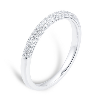 Three Row Lab Grown Diamond Gold Wedding Band