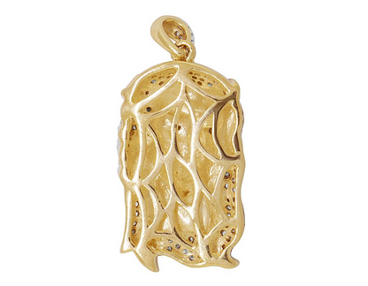 Yellow Gold Iced Out Lab Grown Diamond Jesus Pendant