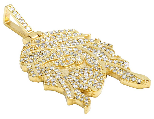 2 Inch 10K Gold Lab Grown Diamond Jesus Pendant
