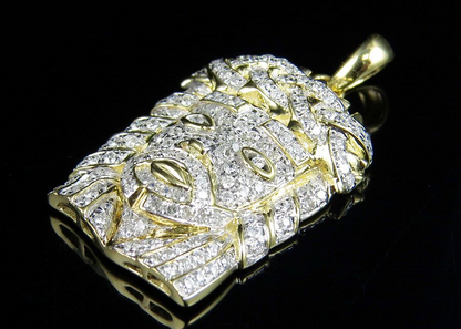Yellow Gold Jesus Head Lab Grown Diamond Pendant