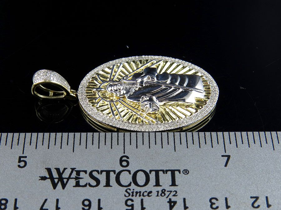 Two Tone Gold Lab Grown Diamond Jesu Medallion Pendant