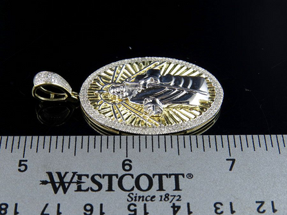 Two Tone Gold Lab Grown Diamond Jesu Medallion Pendant
