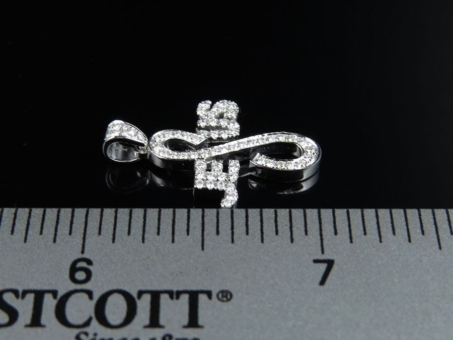 14K White Gold Lab Grown Diamond Jesus Cross Pendant