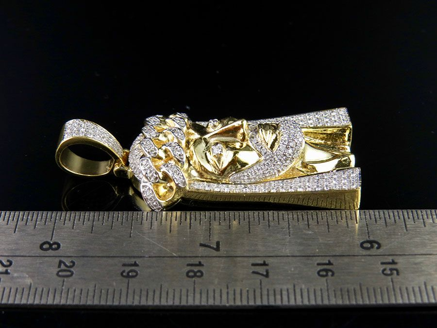 Jesus Cuban Crown Gold Lab Grown Diamond Pendant