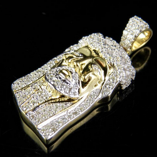 Solid Gold Lab Grown Diamond Jesus Hip Hop Pendant