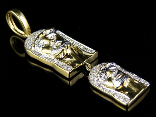 Double Jesus Lab Grown Diamond Gold Pendant