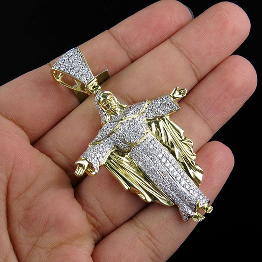 10K Gold Jesus Body Lab Grown Diamond Pendant