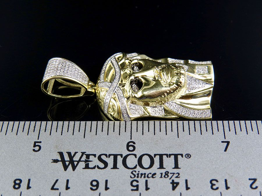 Lab Grown Diamond Jesus Face Yellow Gold Pendant