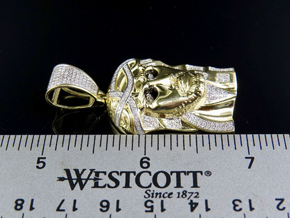 Lab Grown Diamond Jesus Face Yellow Gold Pendant