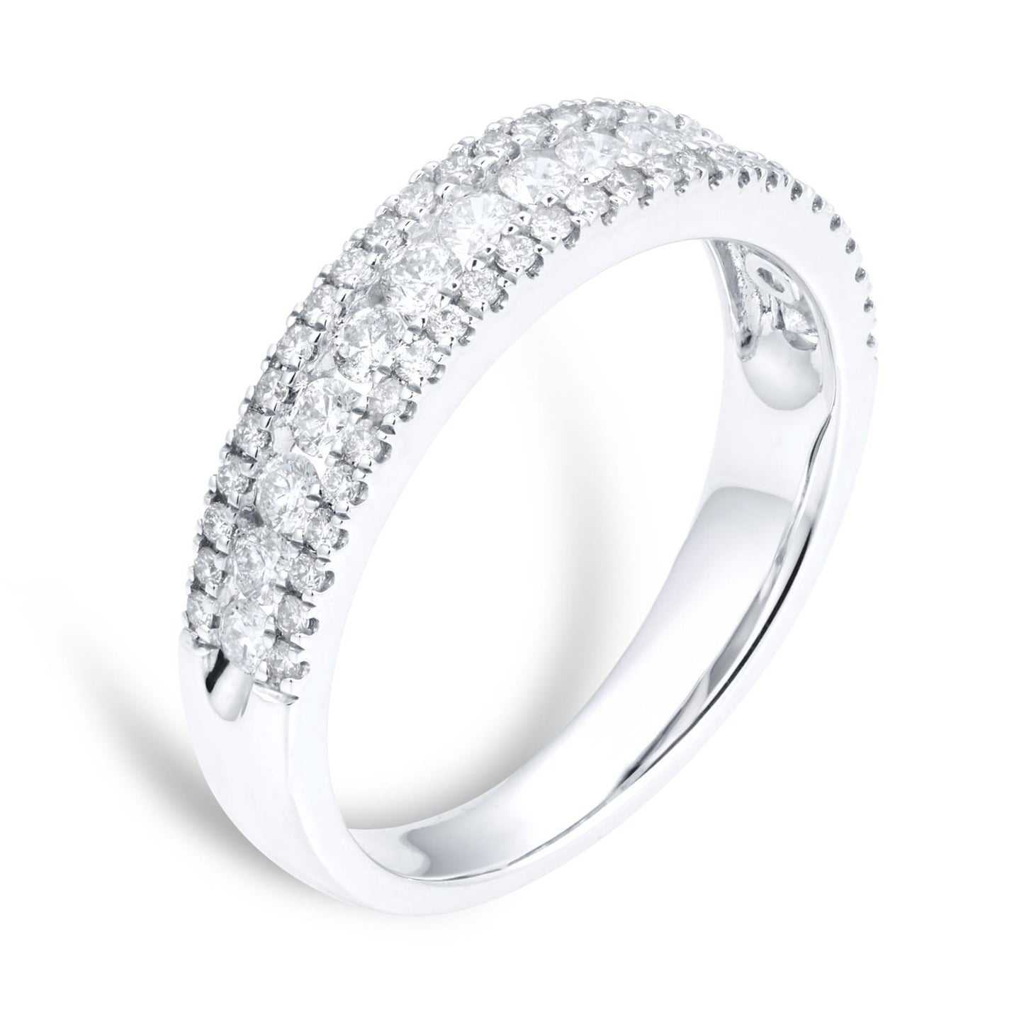 White Gold Pave Setting Lab Diamond Wedding Band