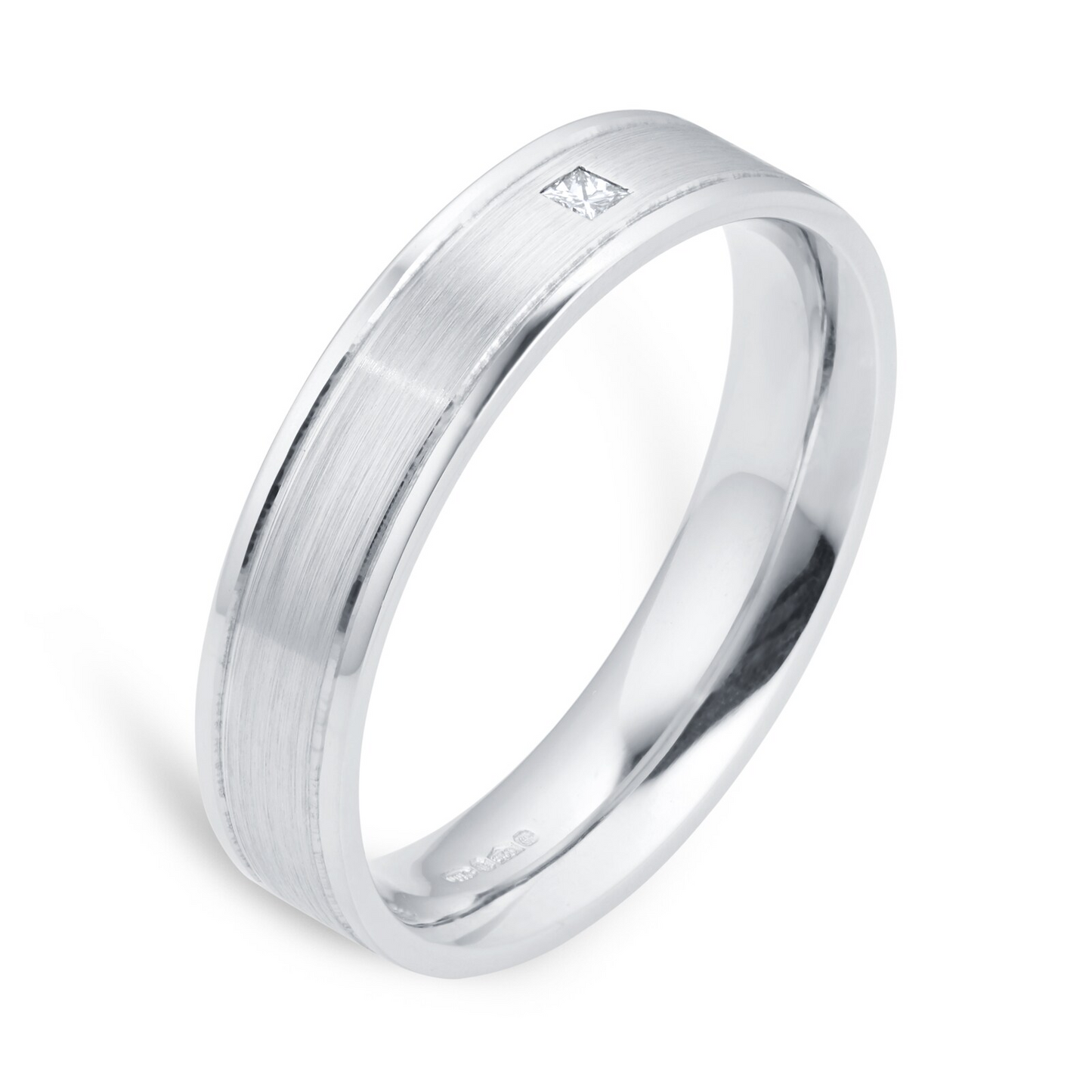 Princess Cut Flush Setting Gold Wedding Band