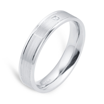Princess Cut Flush Setting Gold Wedding Band
