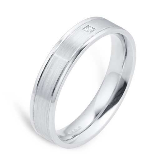 Princess Cut Flush Setting Gold Wedding Band