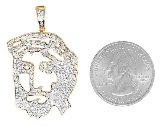 Jesus Digital Face Yellow Gold Lab Grown Diamond Pendant