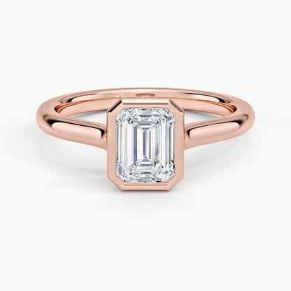 1 CT 2mm Bezel Ring Lab Grown Solitaire Gold Engagement Ring