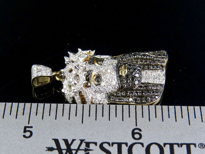 Black Onyx Lab Grown Diamond Gold Jesus Pendant