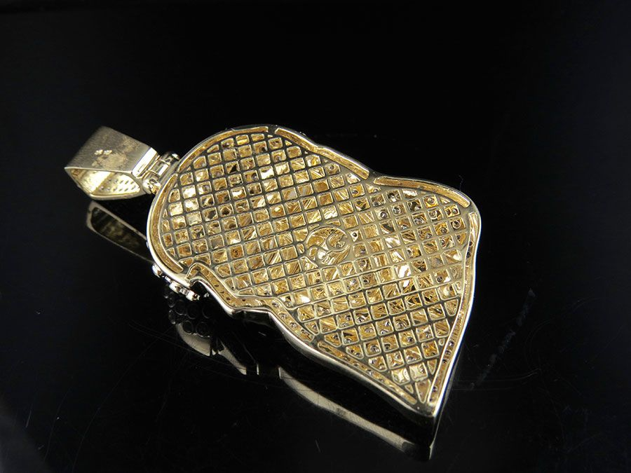 Jesus Head Lab Grown Diamond Yellow Gold Pendant