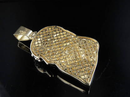 Jesus Head Lab Grown Diamond Yellow Gold Pendant