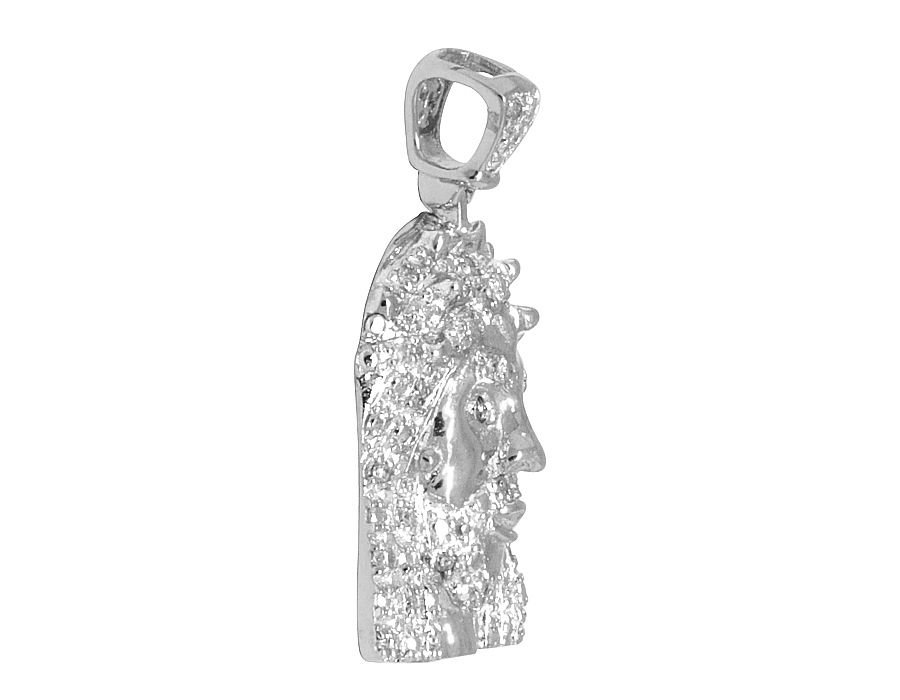 White Gold Lab Grown Diamond Mini Jesus Pendant