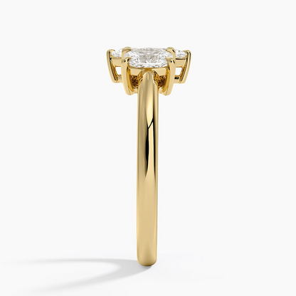1/2 CT Three Stone Diamond 18k Yellow Gold Marquise Lab Grown Ring