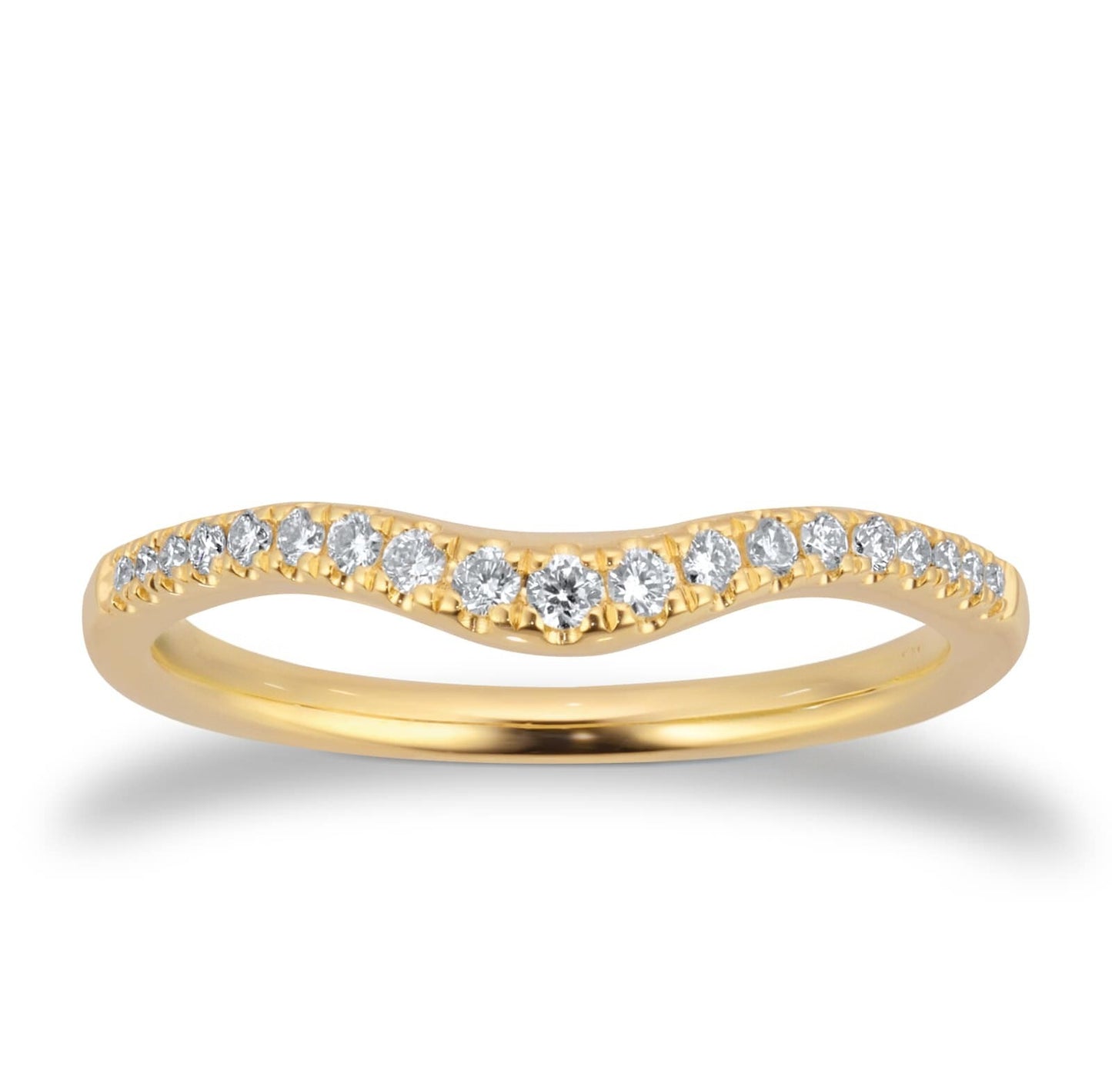 Yellow Gold Curved Shape Lab Grown Diamond Wedding Band