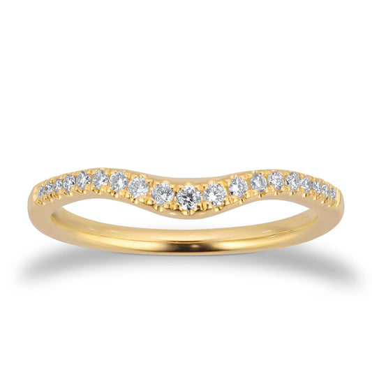 Yellow Gold Curved Shape Lab Grown Diamond Wedding Band