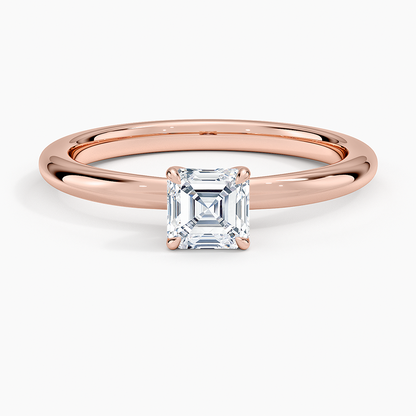 1/2 Ct Asscher Lab Grown Diamond Gold Solitaire Ring