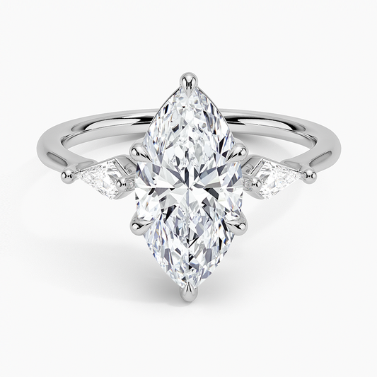 2Ct Marquise Lab Grown Diamond Gold Three Stone Ring