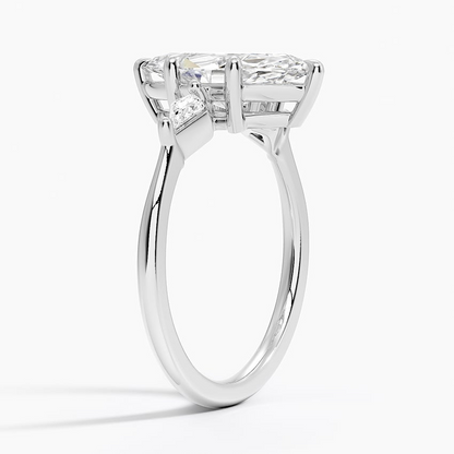 2Ct Marquise Lab Grown Diamond Gold Three Stone Ring