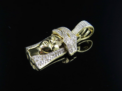 Jesus Face Custom Yellow Gold lab Grown Diamond Pendant