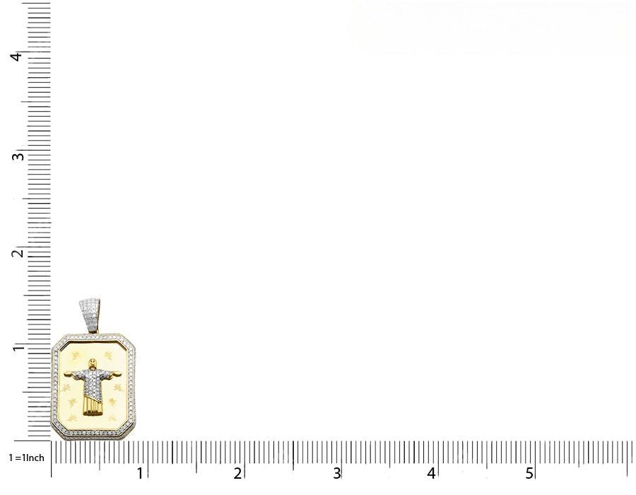 Dog Tag Jesus Christ The Redeemer Gold Lab Grown Charm Pendant
