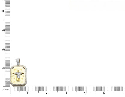 Dog Tag Jesus Christ The Redeemer Gold Lab Grown Charm Pendant