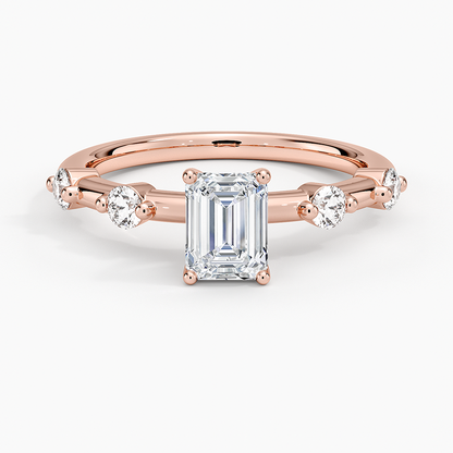 3/4 CT  Emerald Cut Lab Grown Diamond 18K Gold Ring