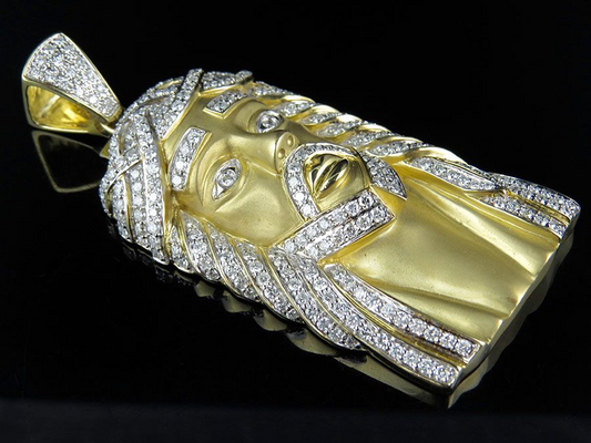 Jesus Matte Lab Grown Diamond Gold Pendant