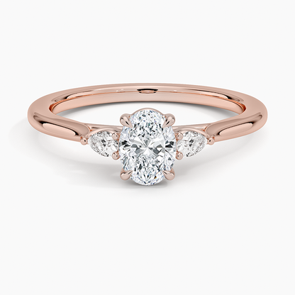 1/2 CT 3 Stone Lab Grown Diamond Solid Gold Engagement Ring