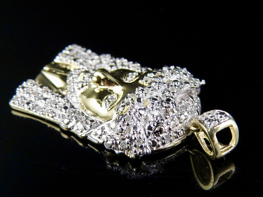10K Yellow Gold Lab Grown Diamond Jesus Face Pendant